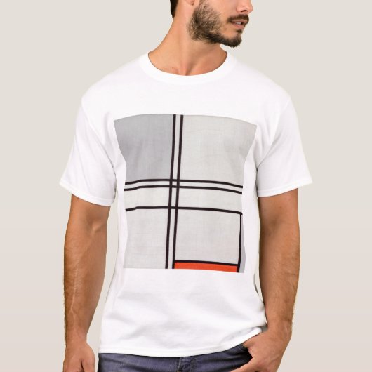 Piet Mondrian Composition (nr. 1) Grey-Red. T-shirt (Voorkant)