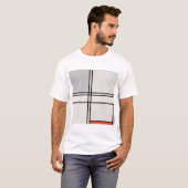 Piet Mondrian Composition (nr. 1) Grey-Red. T-shirt (Voorkant volledig)