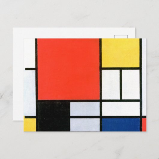 Piet Mondrian Composition Red Yellow Blue Black Briefkaart (Voorkant / Achterkant)