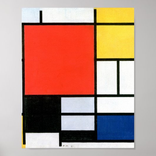 Piet Mondrian Composition Red Yellow Blue Black Poster (Voorkant)