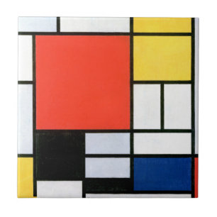 Piet Mondrian Composition Red Yellow Blue Black Tegeltje