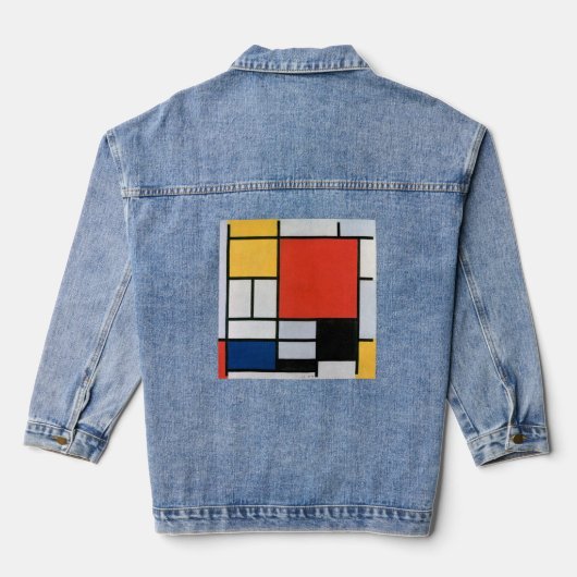 Piet Mondrian Composition, retro Denim Jacket (Achterkant)