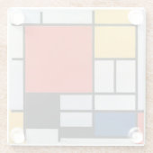 Piet Mondrian Composition, retro Glazen Onderzetter (Achterkant)