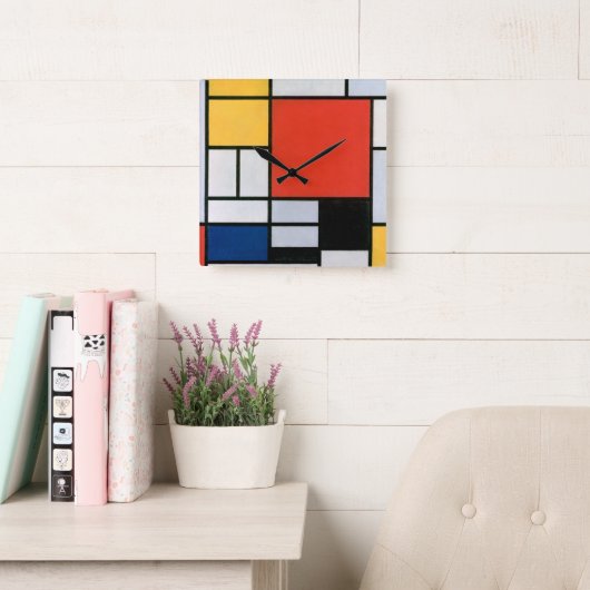  Piet Mondrian Composition, retro Vierkante Klok (Leeskamer)