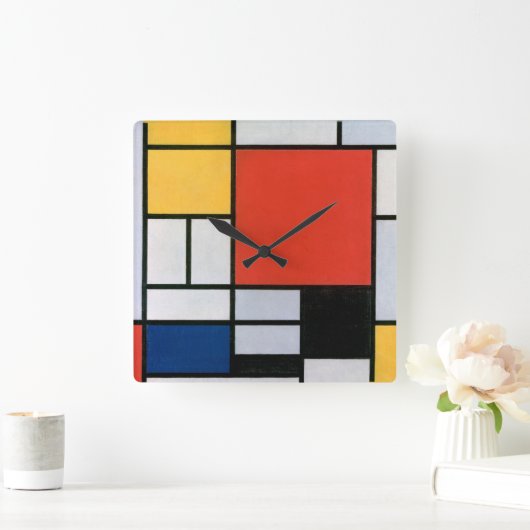 Piet Mondrian Composition, retro Vierkante Klok (Huis)