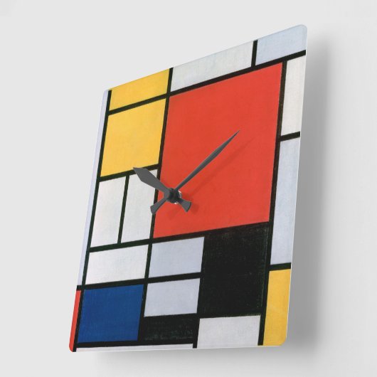  Piet Mondrian Composition, retro Vierkante Klok (Hoek)
