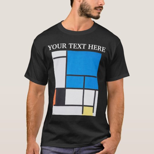 Piet Mondrian Composition with Large Blue Plane T-shirt (Voorkant)