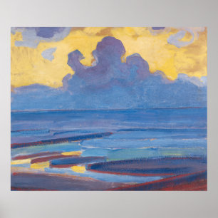 Piet Mondrian door het Zee beroemde schilderijen Poster