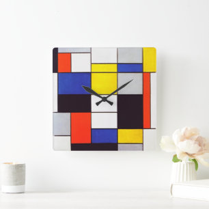 Piet Mondrian Geometrische Raster Moderne Wandklok