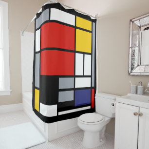 Piet Mondrian, Grote compositie met rode vlak Douchegordijn