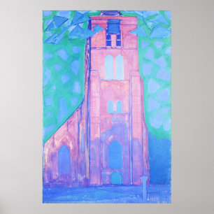 Piet Mondrian Kerk Toren bij Domburg Abstracte Kun Poster