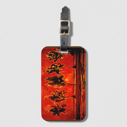 Piet Mondrian kunst, Bomen bij de Geine bij maanop Bagagelabel (Voorkant (verticaal))