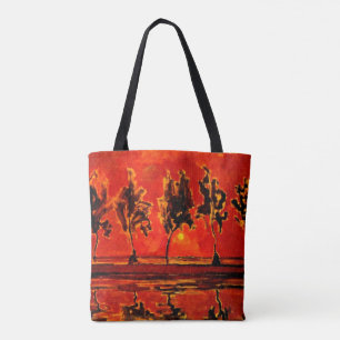 Piet Mondrian kunst, Bomen bij de Geine bij maanop Tote Bag
