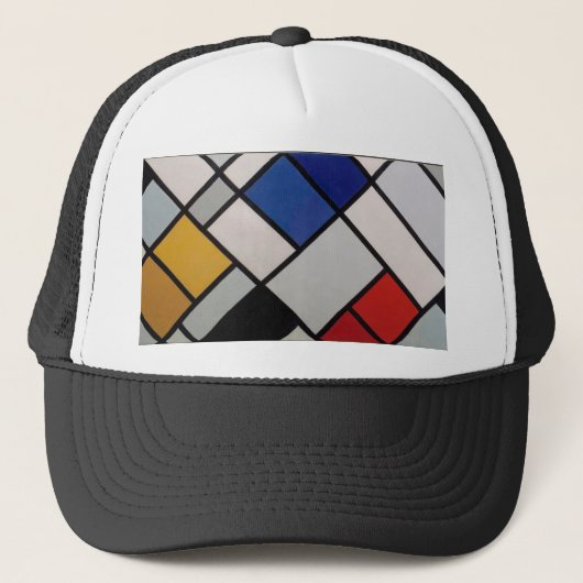 Piet Mondrian Modern Art Trucker Pet (Voorkant)