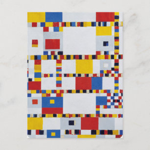 piet-mondrian, overwinning.boogie-woogie briefkaart