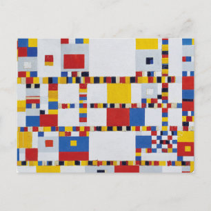 piet-mondrian, overwinning.boogie-woogie briefkaart