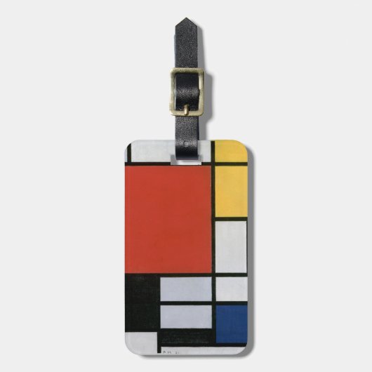 Piet Mondrian Rood Blauw Geel Abstracte Kunst Bagagelabel (Voorkant verticaal)