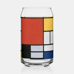 Piet Mondrian Rood Blauw Geel Abstracte Kunst Blikvorm Glas