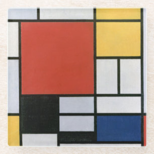 Piet Mondrian Rood Blauw Geel Abstracte Kunst Glazen Onderzetter