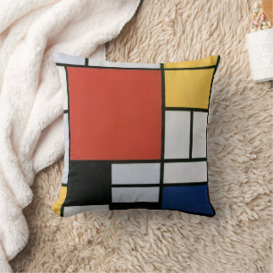 Piet Mondrian Rood Blauw Geel Abstracte Kunst Kussen