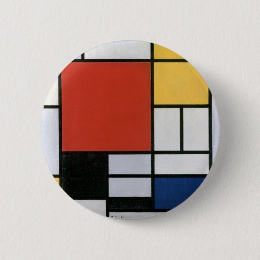 Piet Mondrian Rood Blauw Geel Abstracte Kunst Ronde Button 5,7 Cm (Voorkant)