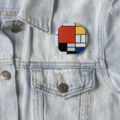 Piet Mondrian Rood Blauw Geel Abstracte Kunst Ronde Button 5,7 Cm (In situ)