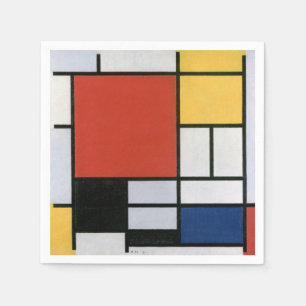 Piet Mondrian Rood Blauw Geel Abstracte Kunst Servet