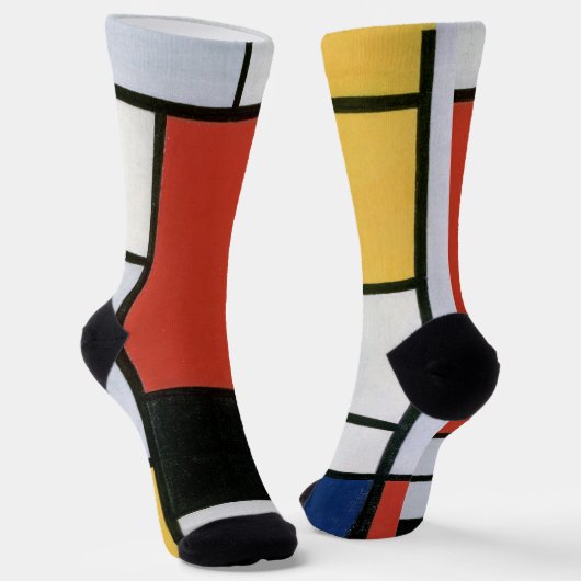 Piet Mondrian Rood Blauw Geel Abstracte Kunst Sokken (Gebogen)