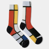 Piet Mondrian Rood Blauw Geel Abstracte Kunst Sokken (Rechts)