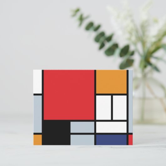 Piet Mondrian - Samenstelling met Grote Rode Plane Briefkaart (Staand voorkant)