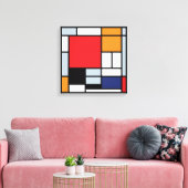 Piet Mondrian - Samenstelling met Grote Rode Plane Canvas Afdruk (Insitu (Woonkamer))
