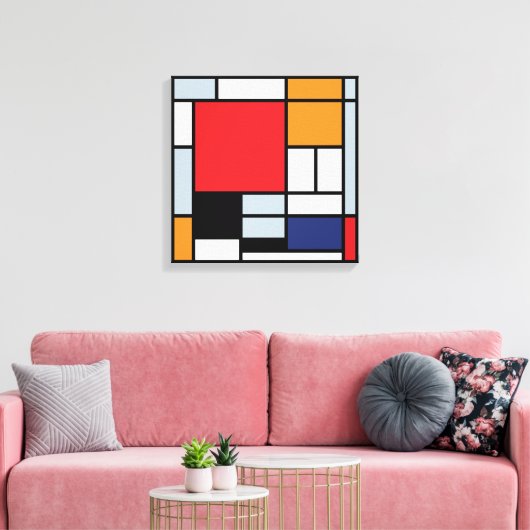 Piet Mondrian - Samenstelling met Grote Rode Plane Canvas Afdruk (Insitu (Woonkamer))