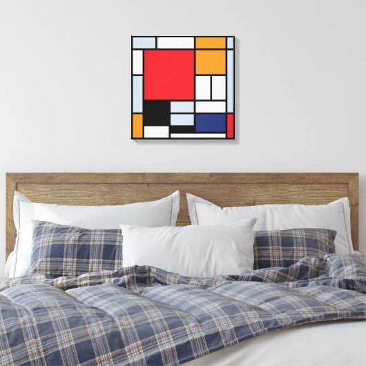 Piet Mondrian - Samenstelling met Grote Rode Plane Canvas Afdruk (Insitu (Slaapkamer))