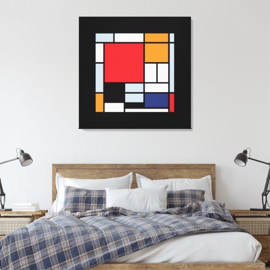 Piet Mondrian - Samenstelling met Grote Rode Plane Canvas Afdruk (Insitu (Slaapkamer))