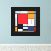 Piet Mondrian - Samenstelling met Grote Rode Plane Canvas Afdruk (Insitu (Houten vloer))