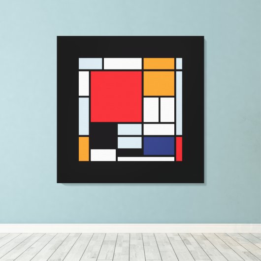 Piet Mondrian - Samenstelling met Grote Rode Plane Canvas Afdruk (Insitu (Houten vloer))