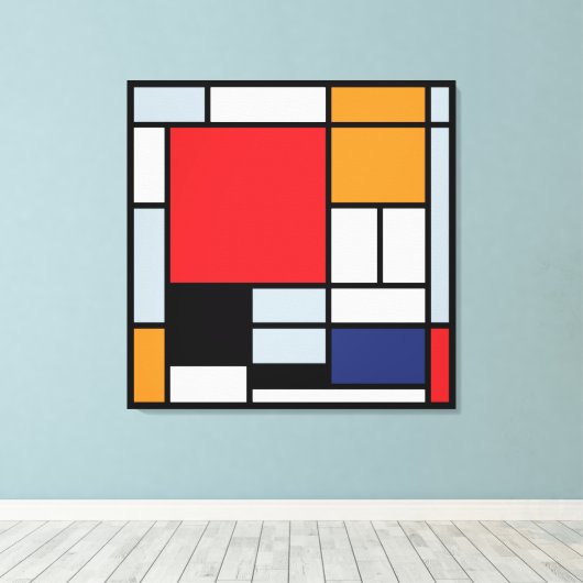 Piet Mondrian - Samenstelling met Grote Rode Plane Canvas Afdruk (Insitu (Houten vloer))
