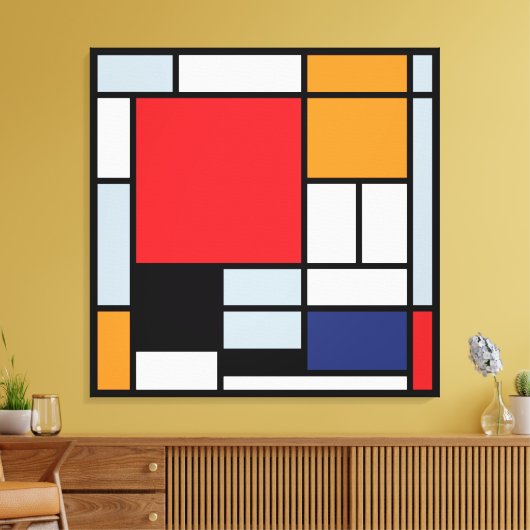 Piet Mondrian - Samenstelling met Grote Rode Plane Canvas Afdruk (Insitu (Woonkamer))