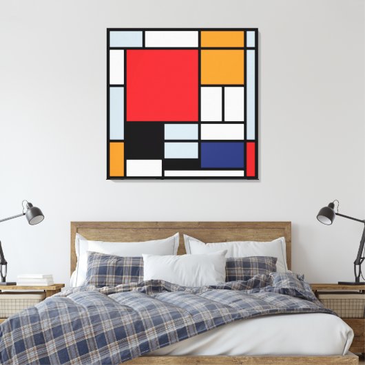 Piet Mondrian - Samenstelling met Grote Rode Plane Canvas Afdruk (Insitu (Slaapkamer))