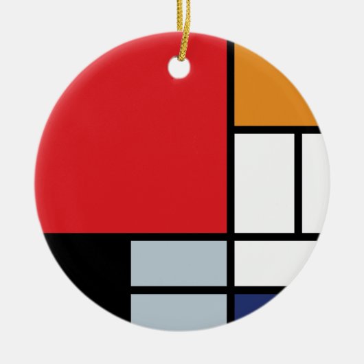 Piet Mondrian - Samenstelling met Grote Rode Plane Keramisch Ornament (Voorkant)