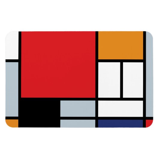 Piet Mondrian - Samenstelling met Grote Rode Plane Magneet (Horizontaal)