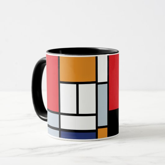 Piet Mondrian - Samenstelling met Grote Rode Plane Mok (Voorkant links)