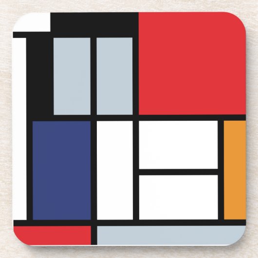 Piet Mondrian - Samenstelling met Grote Rode Plane Onderzetter (Voorkant)