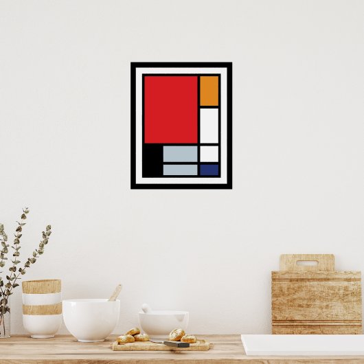 Piet Mondrian - Samenstelling met Grote Rode Plane Poster (Keuken)