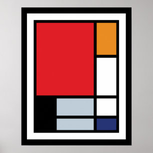 Piet Mondrian - Samenstelling met Grote Rode Plane Poster