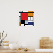 Piet Mondrian - Samenstelling met Grote Rode Plane Poster (Keuken)