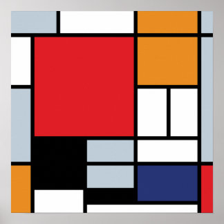 Piet Mondrian - Samenstelling met Grote Rode Plane Poster