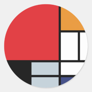 Piet Mondrian - Samenstelling met Grote Rode Plane Ronde Sticker