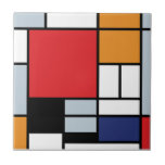 Piet Mondrian - Samenstelling met Grote Rode Plane Tegeltje<br><div class="desc">Deze olie op het canvas van 1920 shows een samenstelling met zwarte,  rode,  grijze,  gele (oranje),  en blauwe blokken in een stijl die de Stijl of neo-Plasticisme werd genoemd.</div>