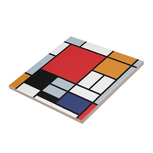 Piet Mondrian - Samenstelling met Grote Rode Plane Tegeltje (Zijkant)